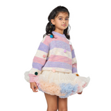 Rainbow 3D Pom Pom Knit Sweater