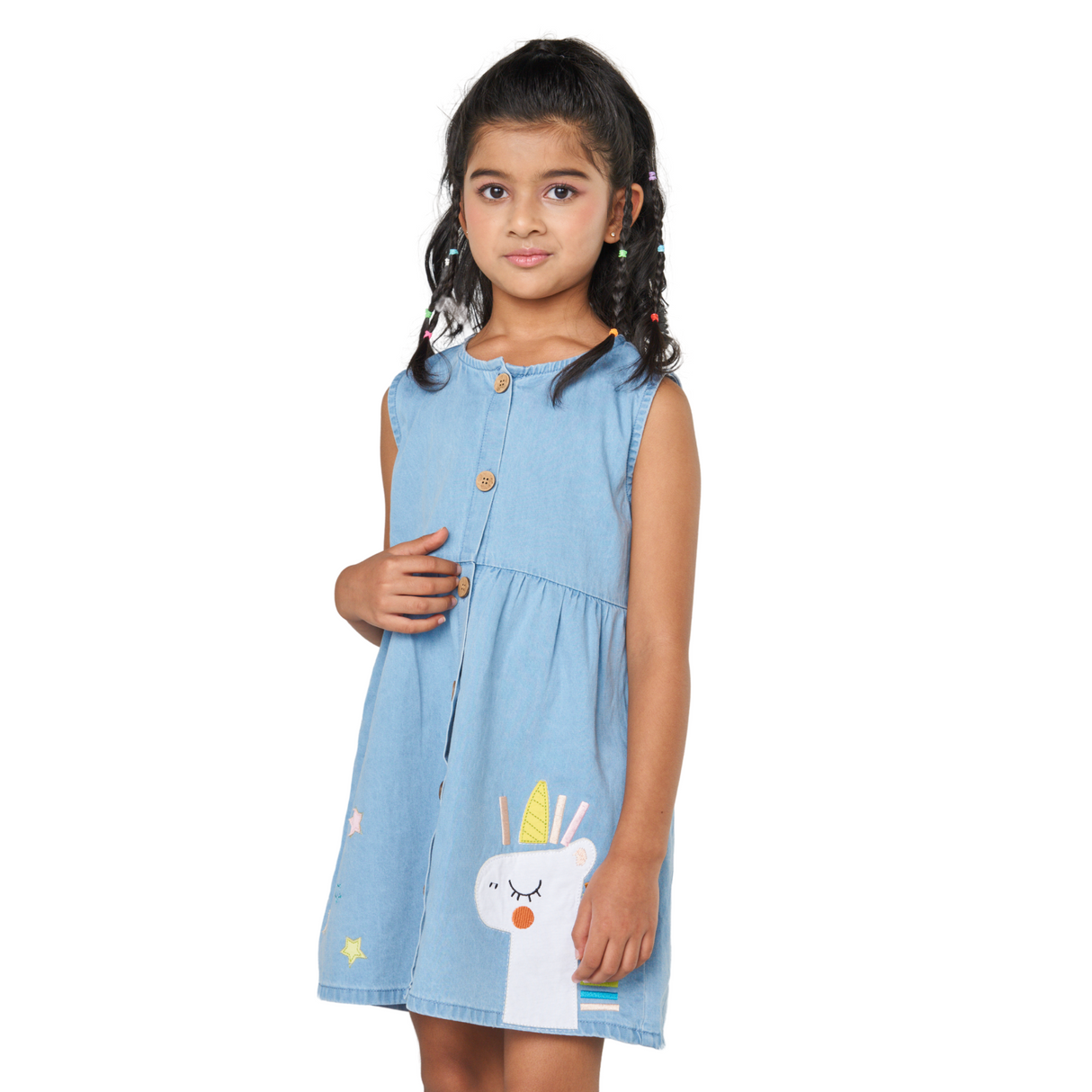 Unicorn and Star Denim Sleeveless Dress