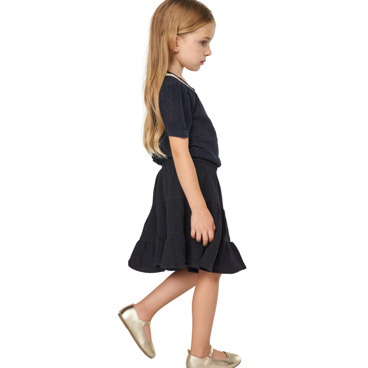 Black Cotton Ruffle Dress