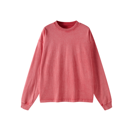 Sakura Pink Vintage Washed Heavyweight Cotton Long Sleeve T-Shirt