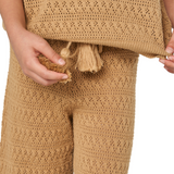 Camel Knit Wide-Leg Pants