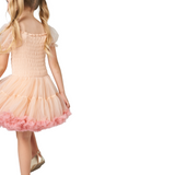 Peachy Tulle Ruffle Dress