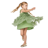 Forest Green Ruffled Tulle Dress