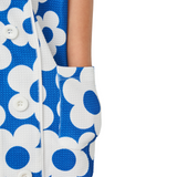 Blue and White Floral Print Sleeveless Dress