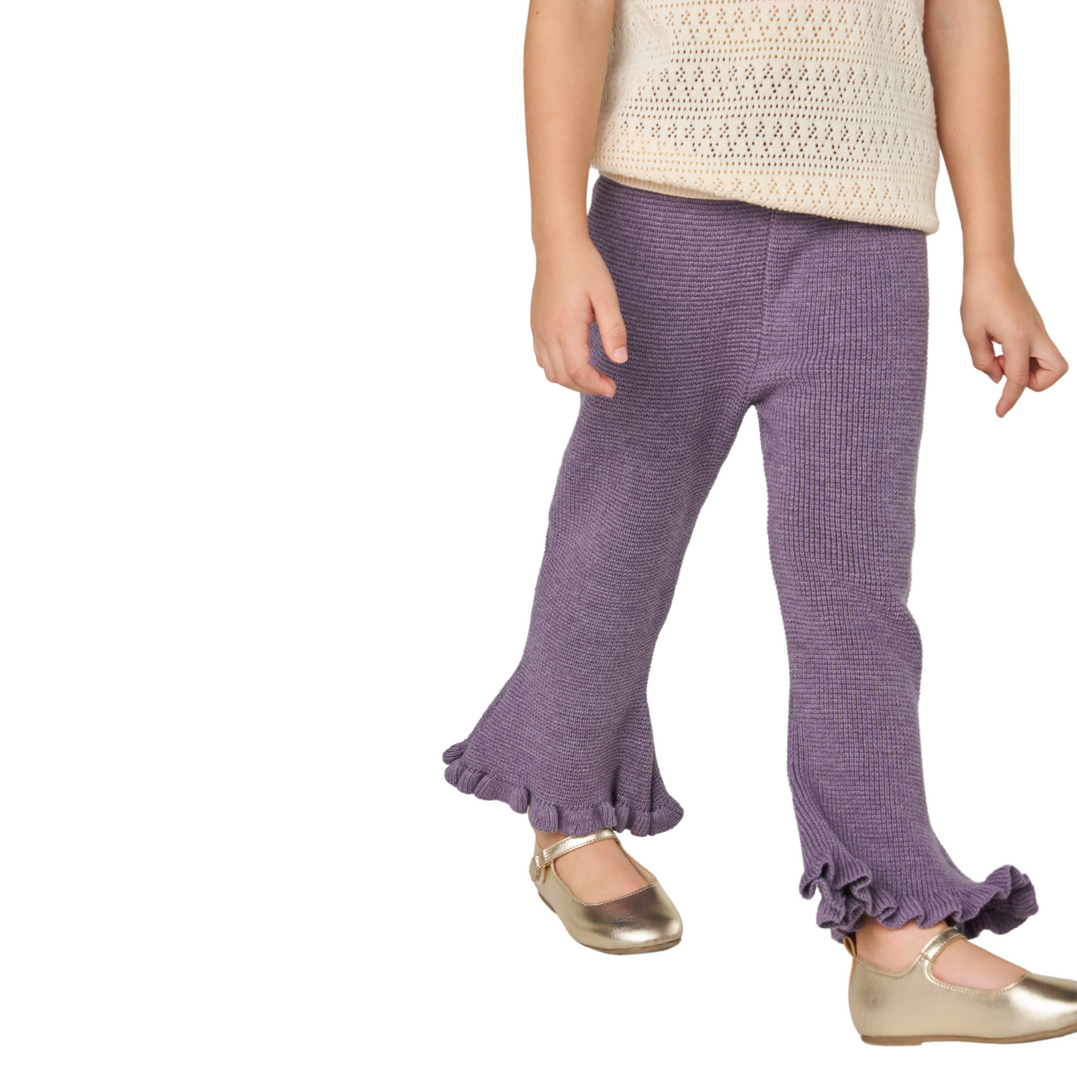 Purple Knit Flared Pants