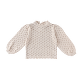 Lace Hollow Out Puff Sleeve Knit Sweater