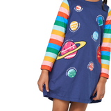 Rainbow Sleeve Planet Embroidery Dress