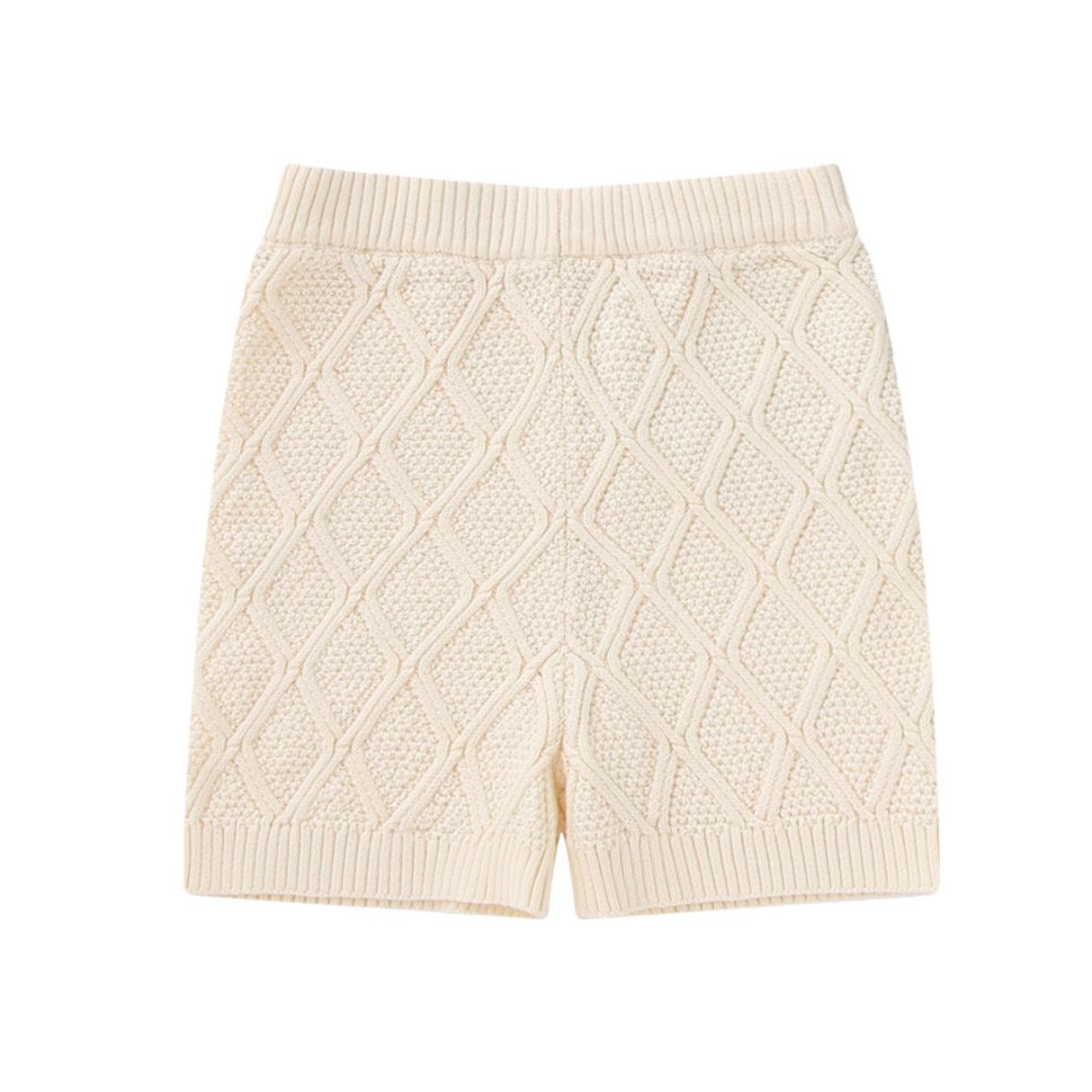 Beige Cable Knit Shorts