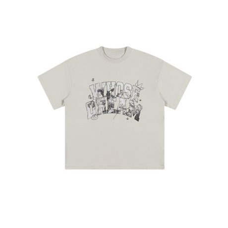 Ivory White Cool Touch Letter Print Street Style Tee